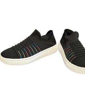 NEW never worn slip-on sneaker with rainbow stripes Size 10